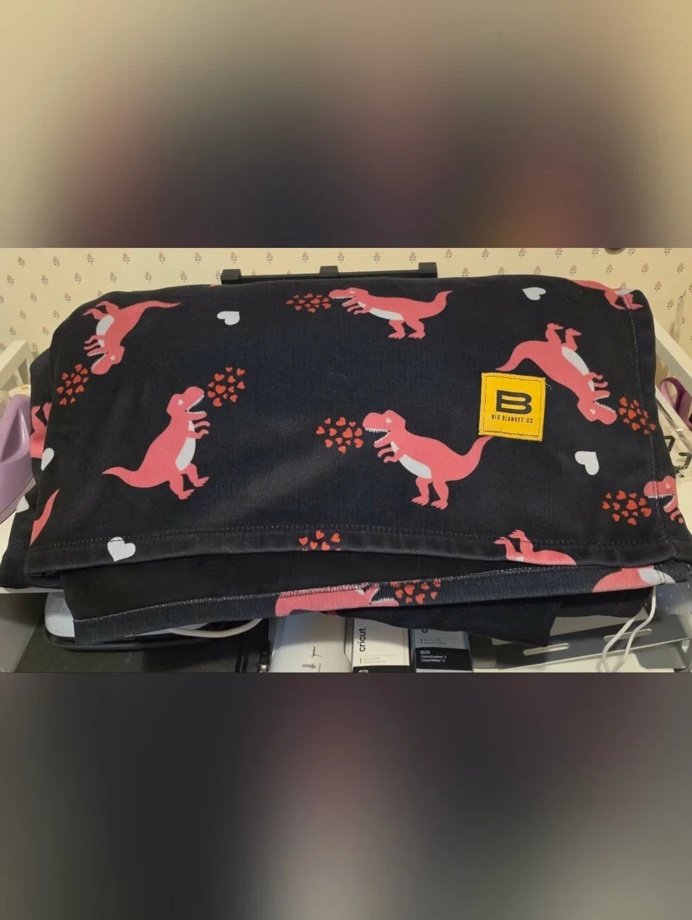 Pink Dino Print Big Blanket Co.